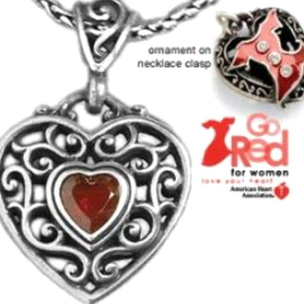 AUTHENTIC BRIGHTON COLLECTIBLES Necklace Pendant Charm GO RED FOR WOMEN With Tin - Picture 3 of 12